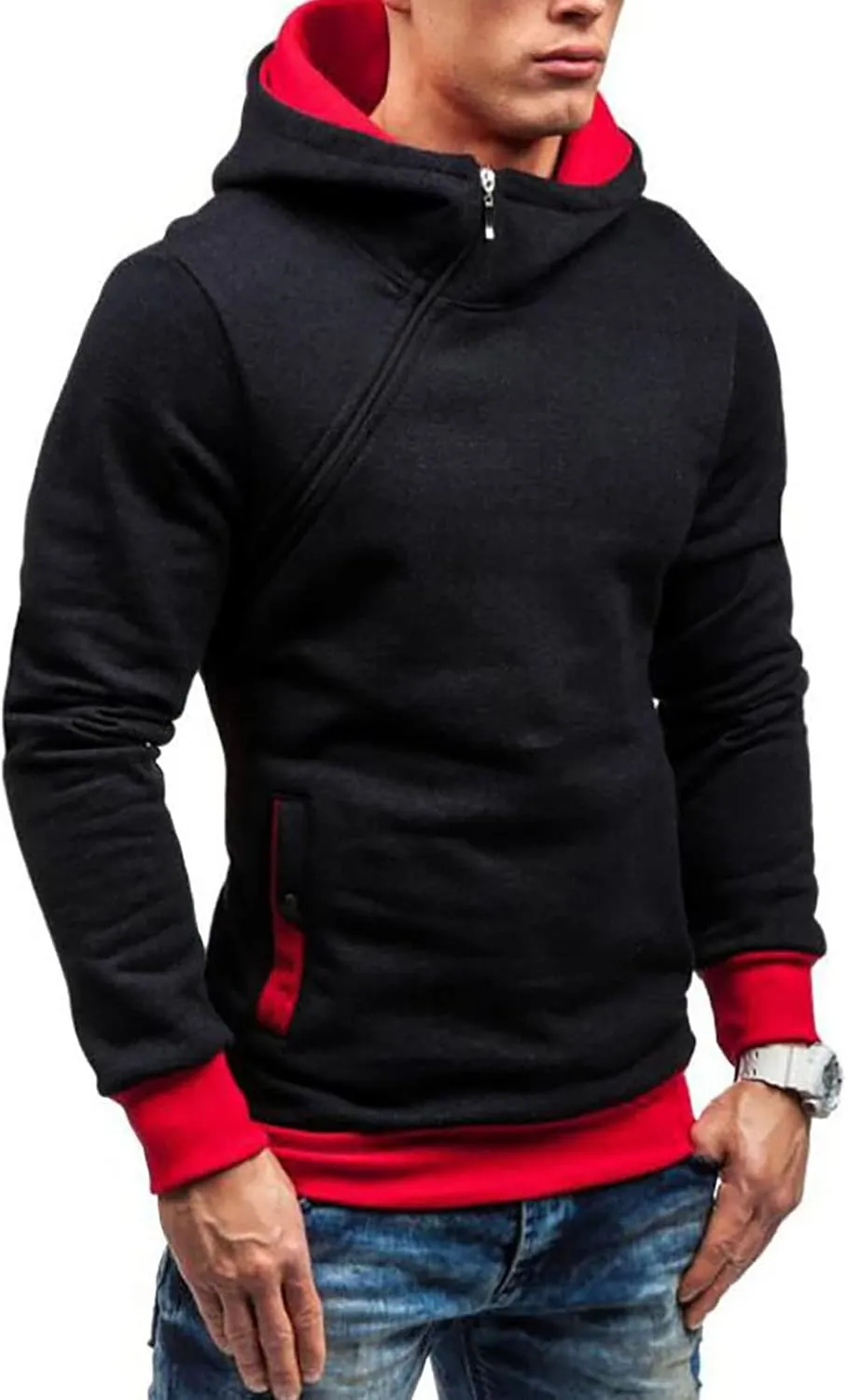 Ymosrh Mens Coats Winter Men's Casual Camouflage Sports Sweatshirt Long Sleeve Zipper Hooded Jacket Coat