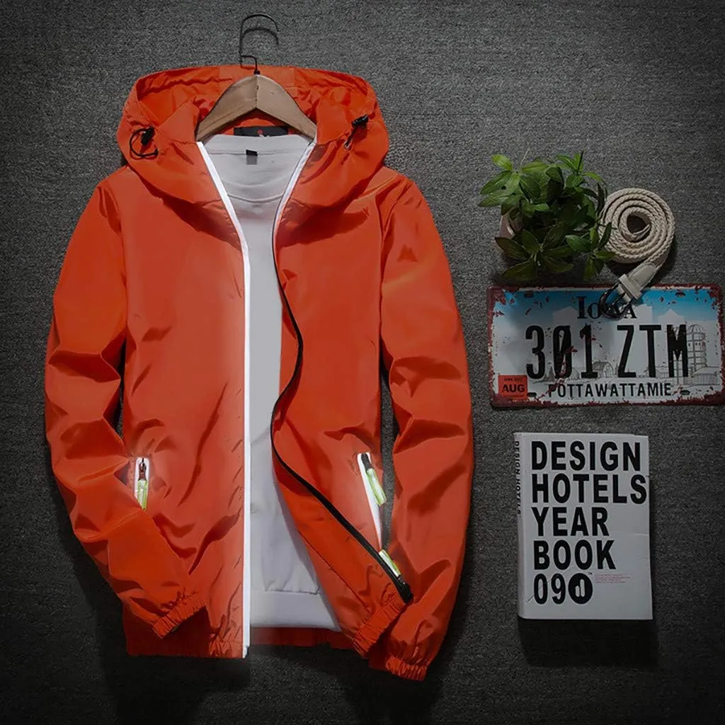 Ymosrh Men's Lightweight Work Jackets Water Resistant Rain Jacket Windproof for Hiking Fishing Running Sportswear, M-7XL