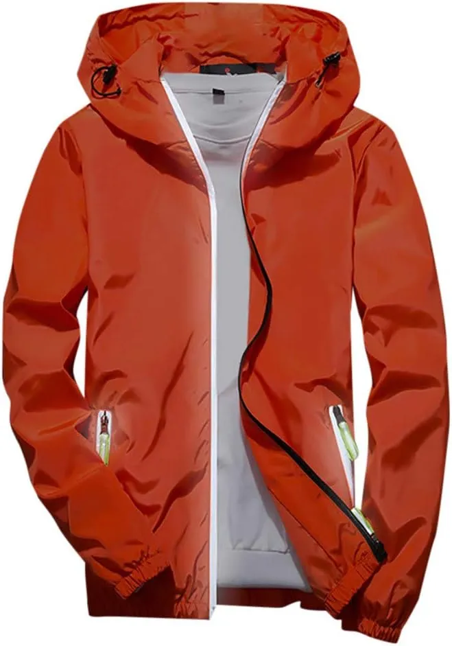 Ymosrh Men's Lightweight Work Jackets Water Resistant Rain Jacket Windproof for Hiking Fishing Running Sportswear, M-7XL