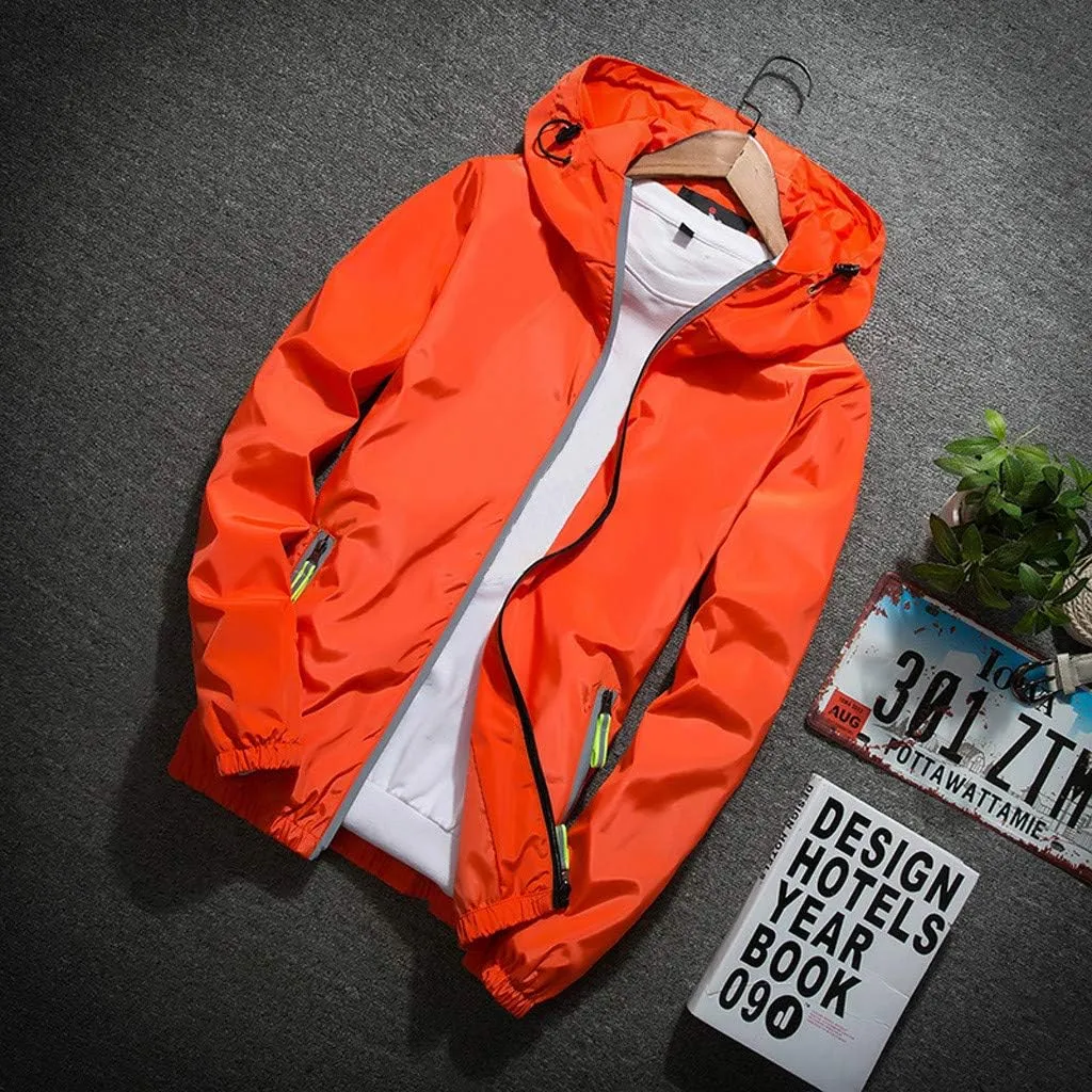 Ymosrh Men's Lightweight Work Jackets Water Resistant Rain Jacket Windproof for Hiking Fishing Running Sportswear, M-7XL
