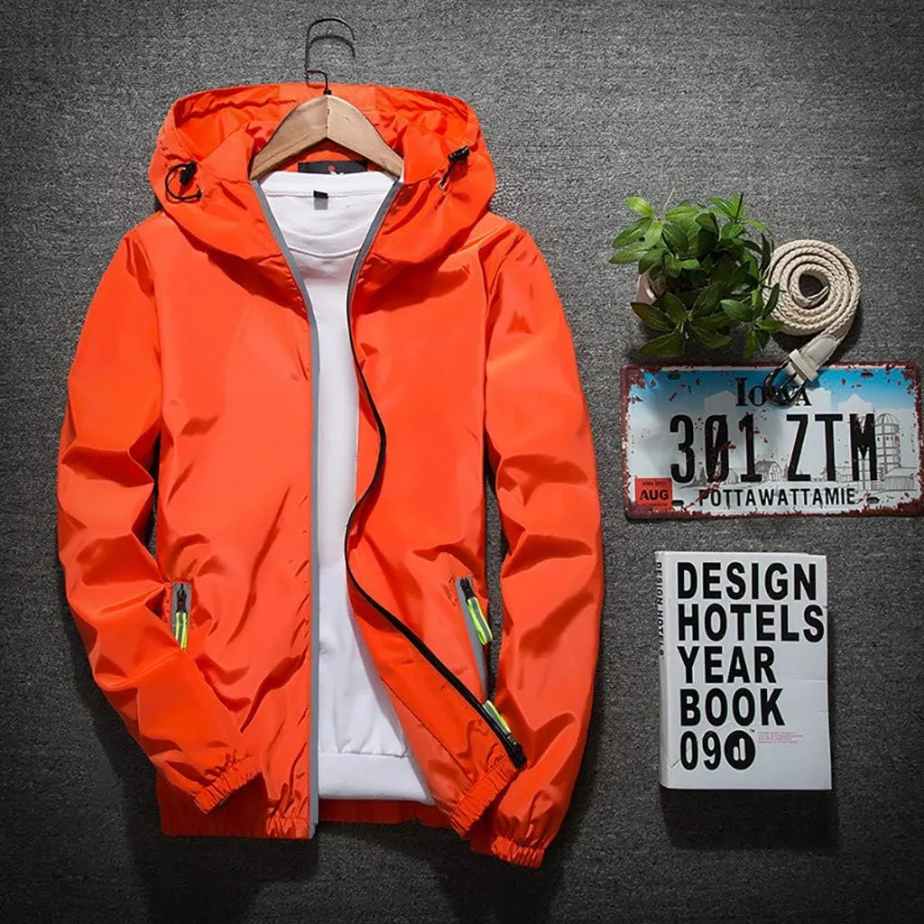 Ymosrh Men's Lightweight Work Jackets Water Resistant Rain Jacket Windproof for Hiking Fishing Running Sportswear, M-7XL