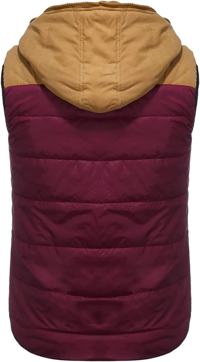 Ymosrh Men's Puffer Vest Outdoor Quilted Winter Vest Hooded Sleeveless Jacket Padded Vest Coats Packable Vest, S-5XL
