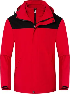 Zeiyignr Men's Waterproof Ski Jacket Warm Winter Mountain Snow Coat Hooded Raincoat Windproof Parka Jackets Raincoat Outwear
