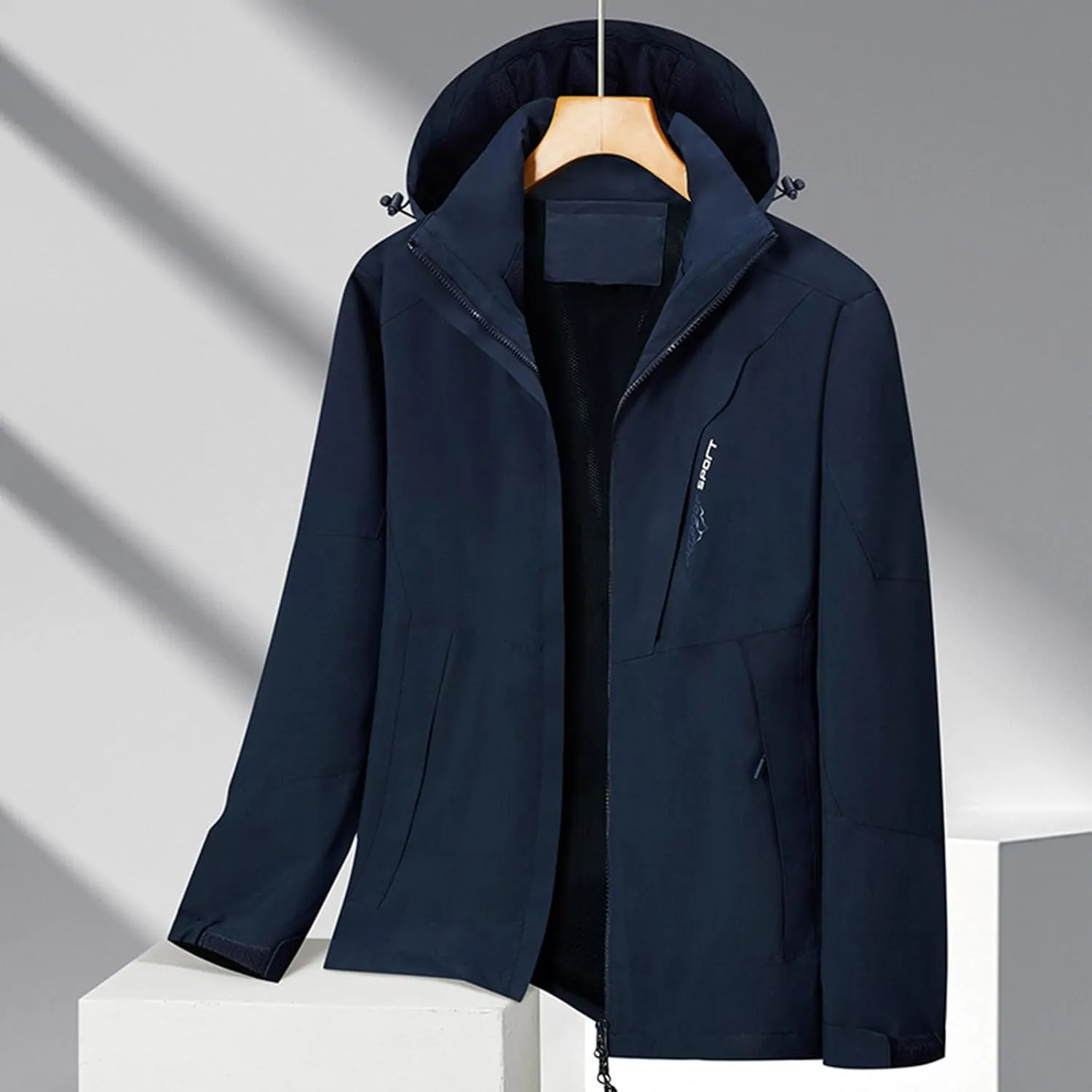 Zeiyignr Winter Coat for Men Lightweight Jackets Water Resistant Ski Snow Jacket Mountain Windbreaker Hooded Parka Coats